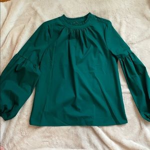 Worthington Emerald green button neck blouse